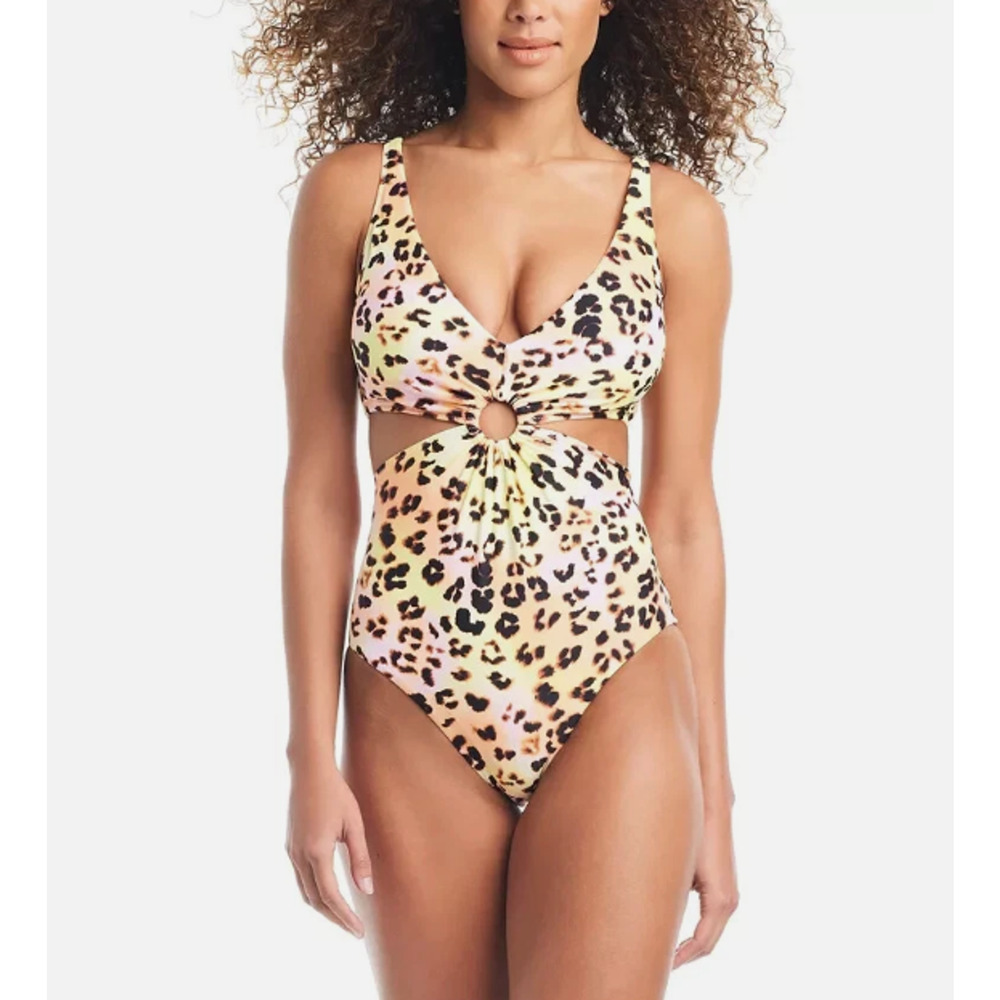 Bar III Animal-Print O-Ring Monokini Swimsuit UB5 412 Size S 15020